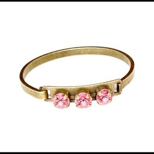 Rose Swarovski Three Setting ID Cuff Bracelet